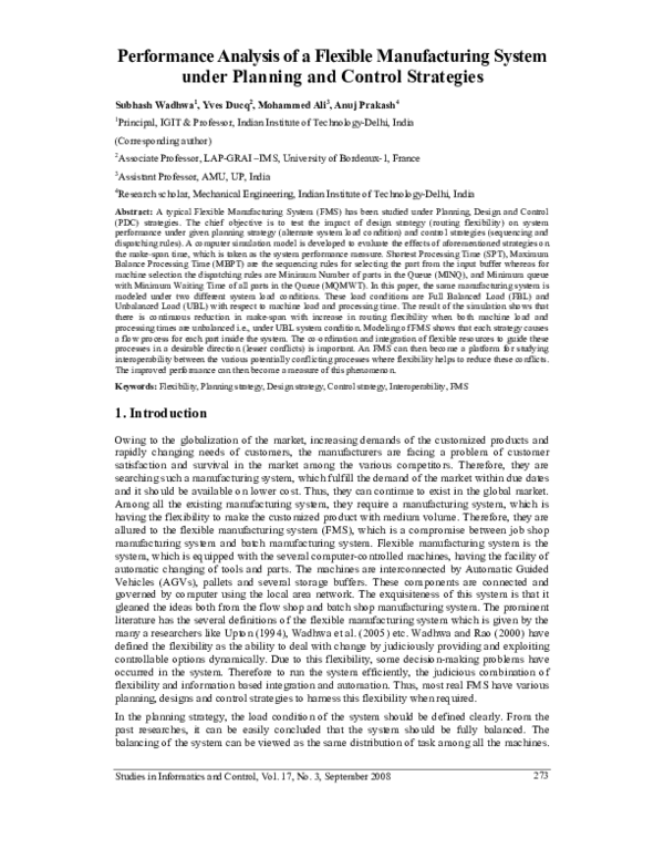 (PDF) Performance analysis of a flexible manufacturing system: A ...