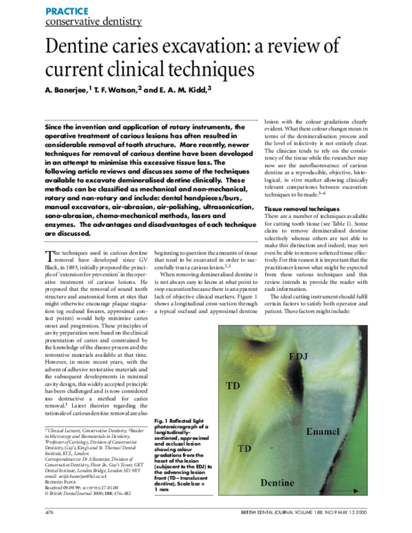 (PDF) Conservative dentistry Dentine caries excavation a review of