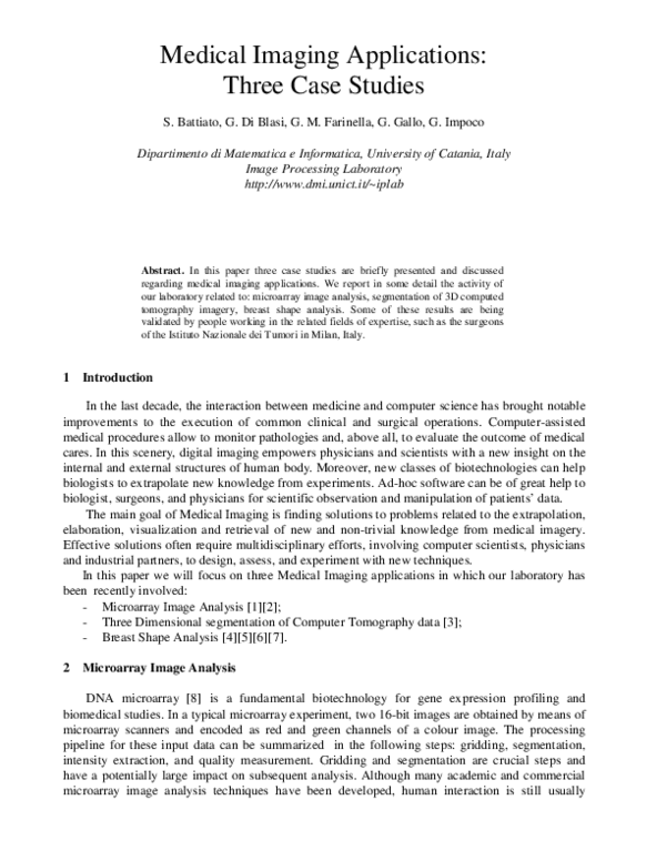 (PDF) Medical Imaging Applications: Three Case Studies
