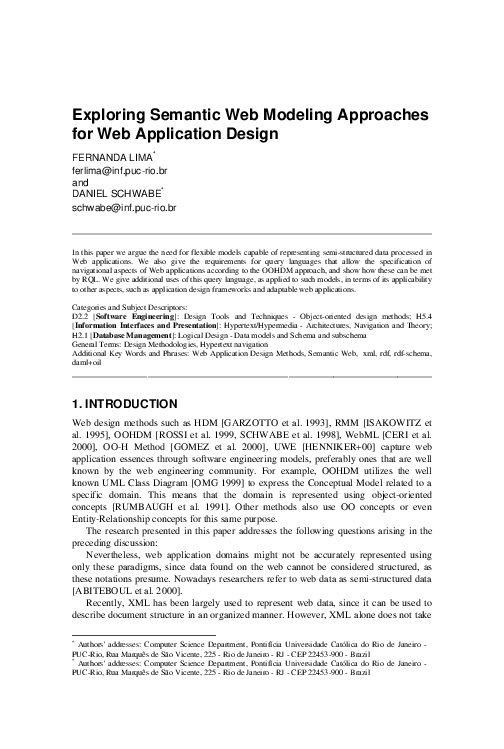 (PDF) Exploring Semantic Web Modeling Approaches for Web Application Design