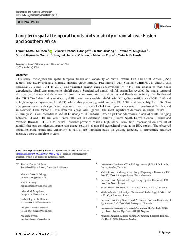 (PDF) Long-term spatial-temporal trends and variability of rainfall ...