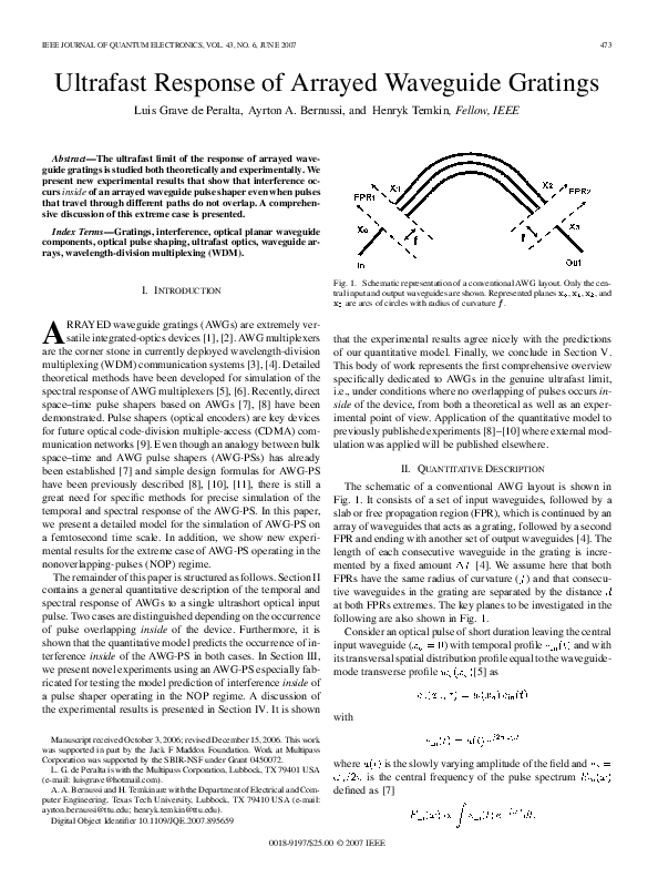 (PDF) Ultrafast Response of Arrayed Waveguide Gratings