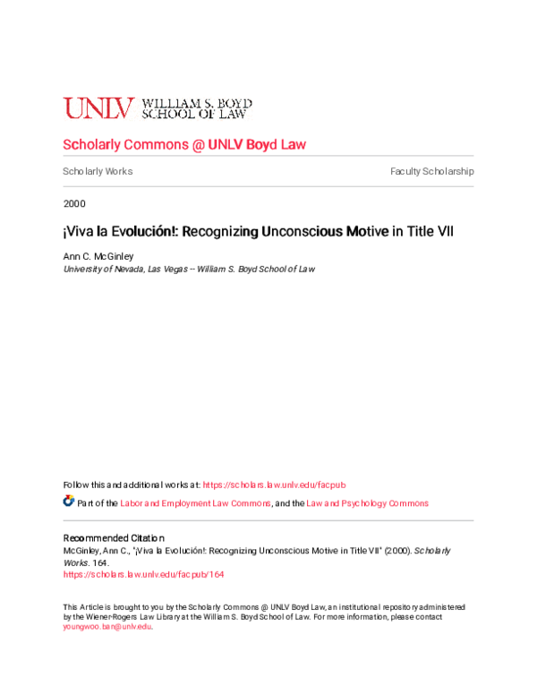 (PDF) ¡Viva la Evolución! Recognizing Unconscious Motive in Title VII