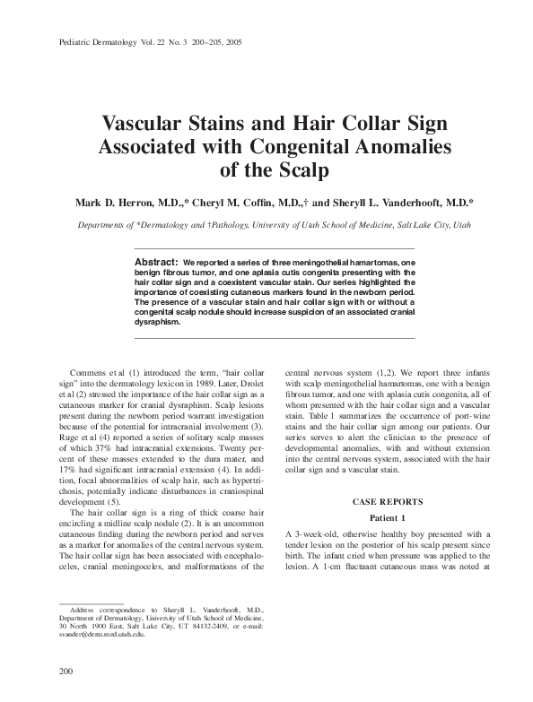 (PDF) Vascular Stains and Hair Collar Sign Associated with Congenital ...