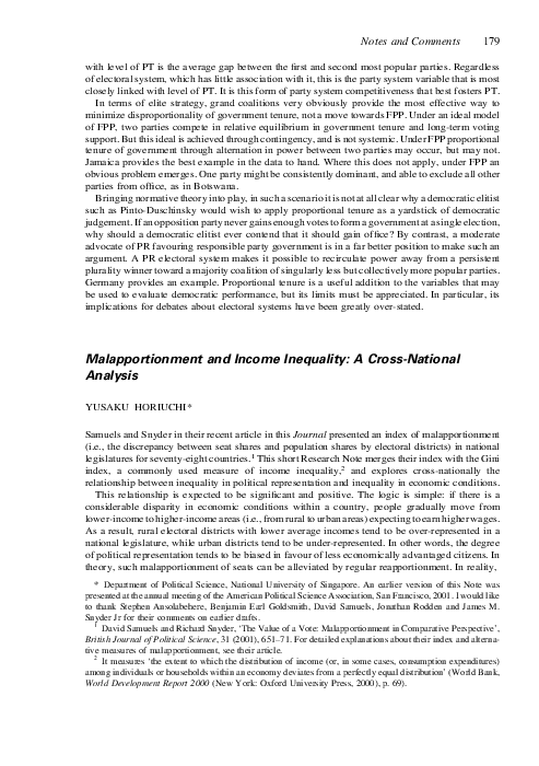 (PDF) Malapportionment and Income Inequality: A Cross-National Analysis