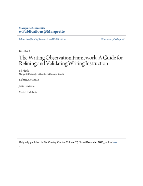 (PDF) The Writing Observation Framework: A guide for refining and ...