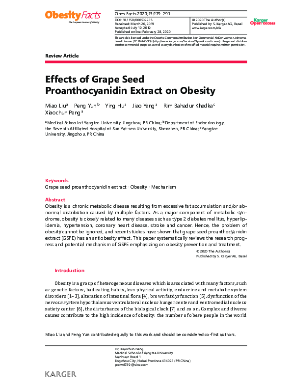 (PDF) Effects of Grape Seed Proanthocyanidin Extract on Obesity