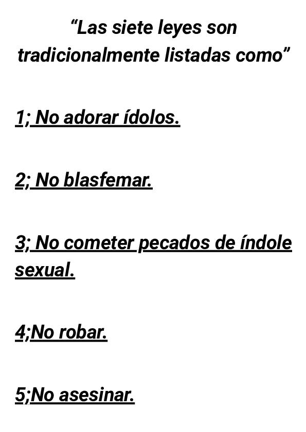 LOS 7 MANDAMIENTOS NOAJIDAS