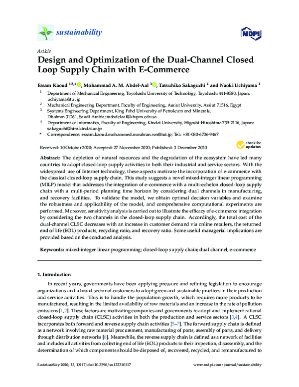 (PDF) Design and Optimization of the Dual-Channel Closed Loop Supply ...