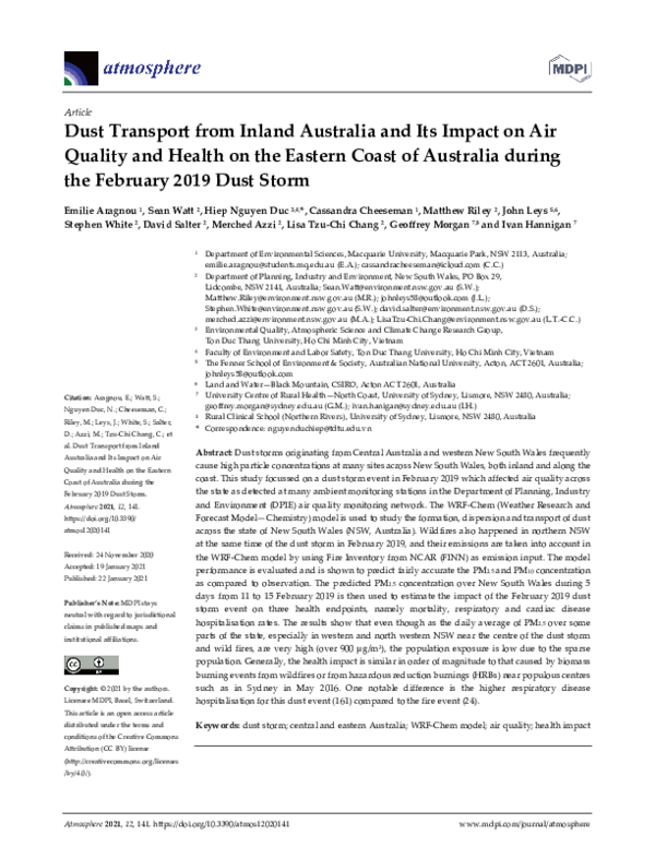 (PDF) Dust Transport from Inland Australia and Its Impact on Air ...