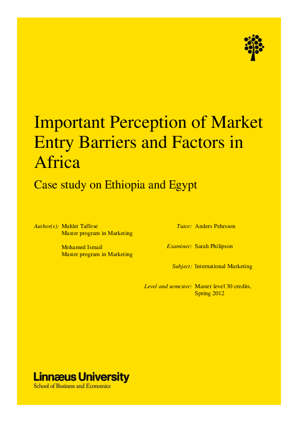 (PDF) Important Perception of Market Entry Barriers and Factors in ...