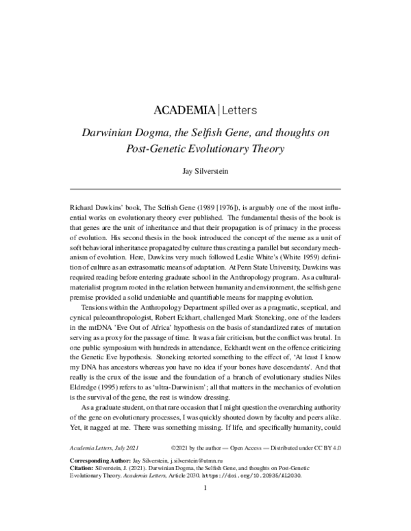 Selfish gene thesis picture