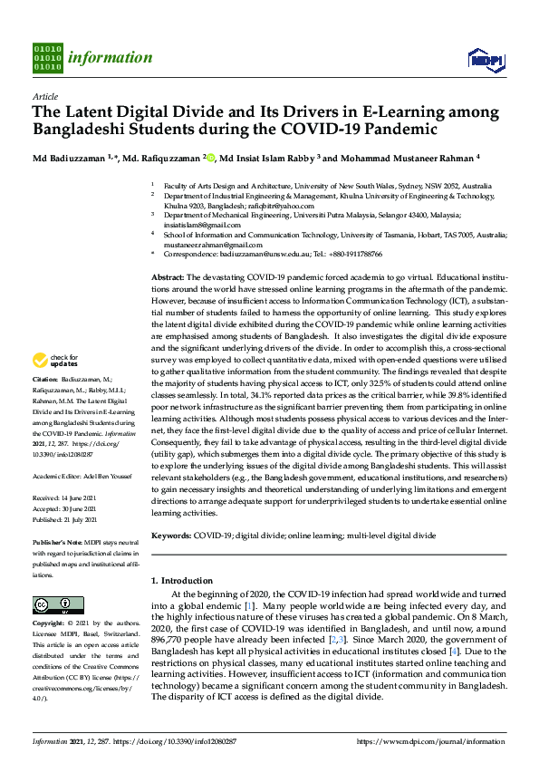 (PDF) The Latent Digital Divide and Its Drivers in E-Learning among ...