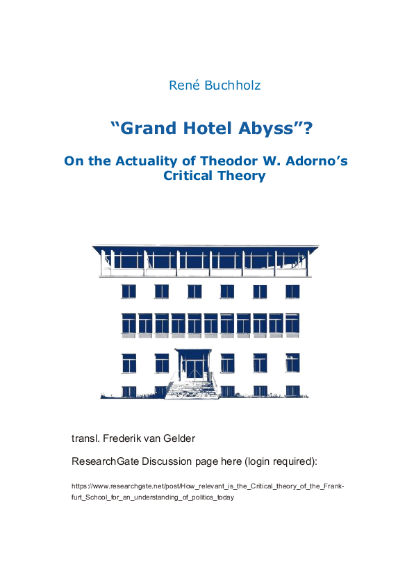 (PDF) "Grand Hotel Abgrund"? Zur Aktualität der Kritischen Theorie