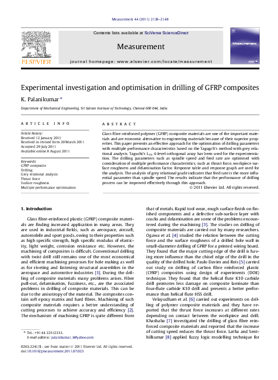 (PDF) Experimental investigation and optimisation in drilling of GFRP ...