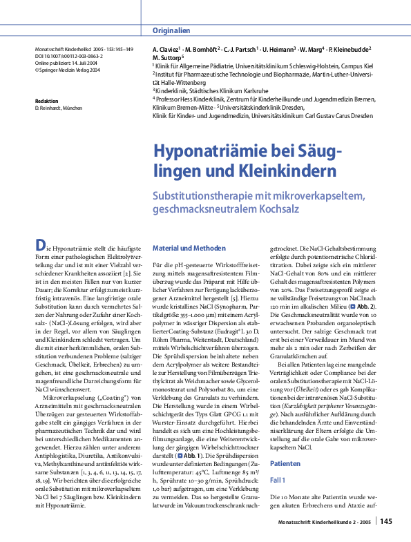  PDF Hyponatri Mie Bei S Uglingen Und Kleinkindern Meinolf Suttorp 