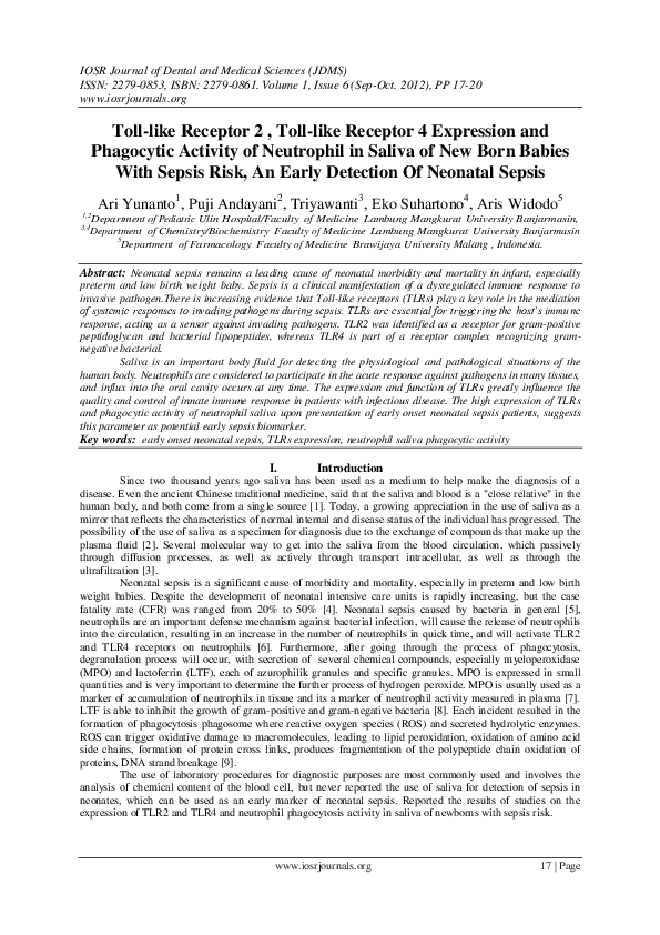 (PDF) Toll-like Receptor 2 , Toll-like Receptor 4 Expression and ...