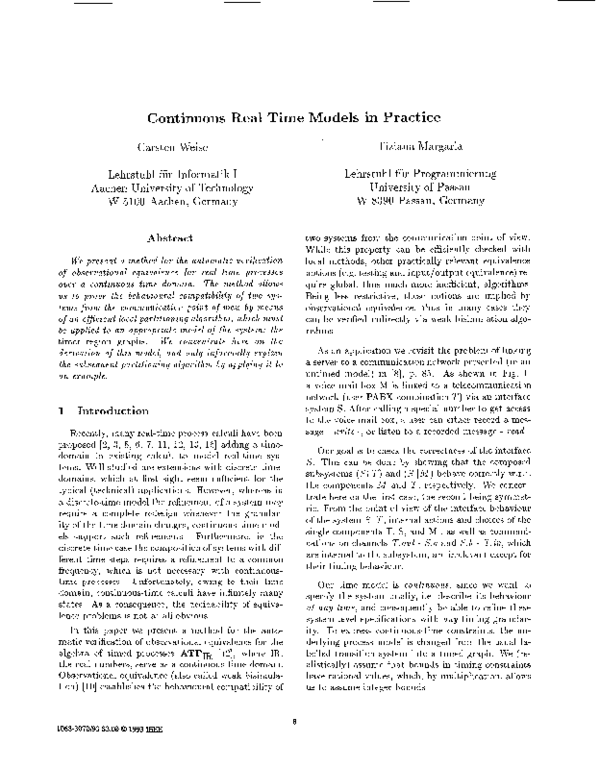 (PDF) Continuous Real Time Models in Practice