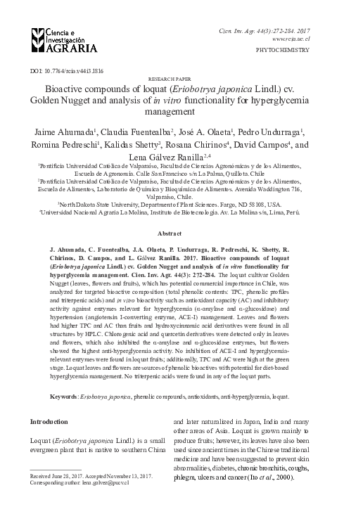 (PDF) Bioactive compounds of loquat (Eriobotrya japonica Lindl.) cv ...