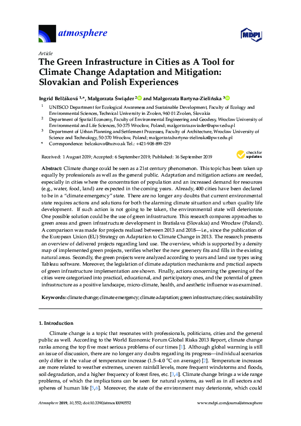 (PDF) The Green Infrastructure in Cities as A Tool for Climate Change ...