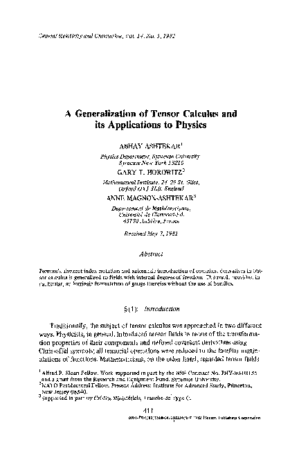 (PDF) A generalization of tensor calculus and its applications to physics