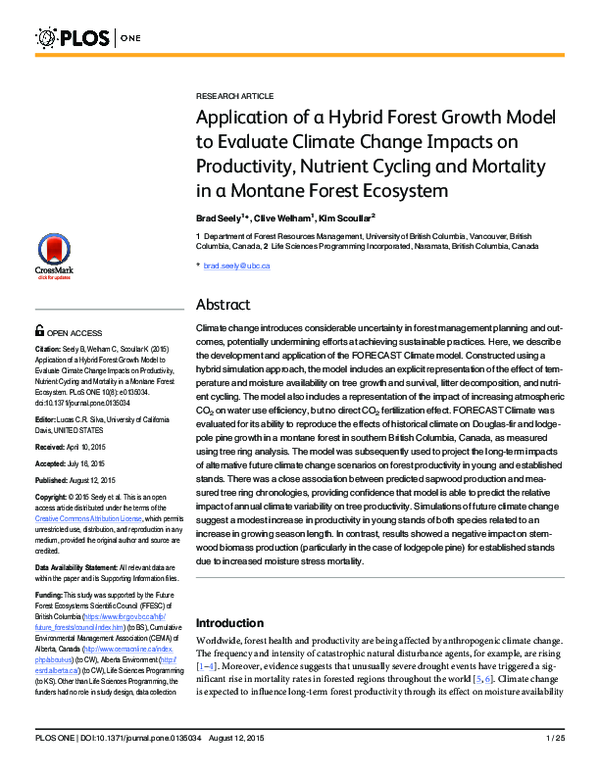 (PDF) Application of a Hybrid Forest Growth Model to Evaluate Climate ...