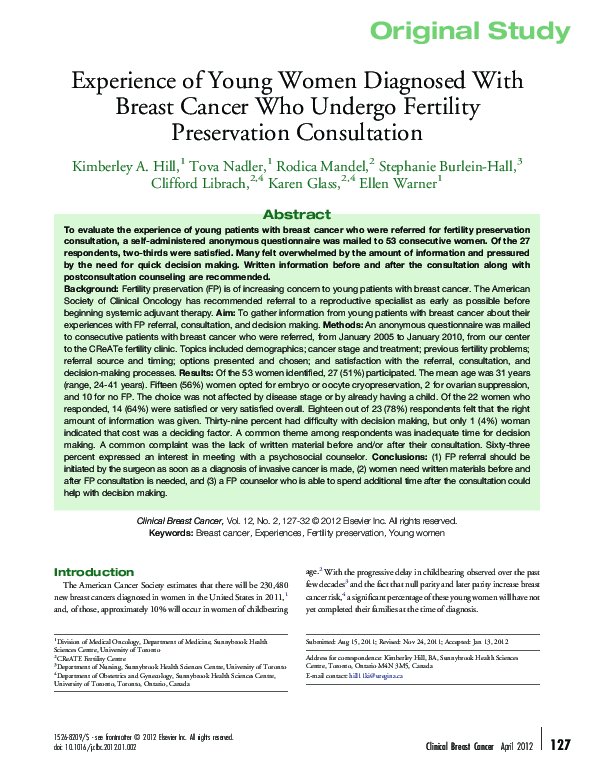 (PDF) Experience of Young Women Diagnosed With Breast Cancer Who ...