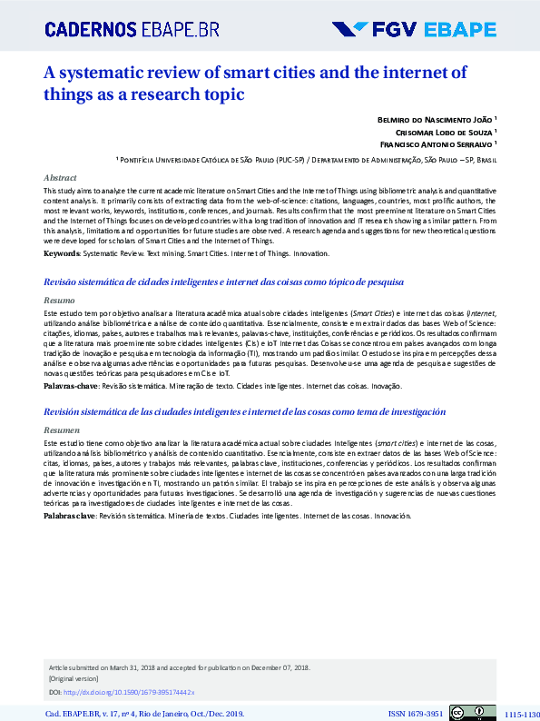 (PDF) A systematic review of smart cities and the internet of things as ...