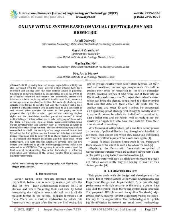 (PDF) IRJET- ONLINE VOTING SYSTEM BASED ON VISUAL CRYPTOGRAPHY AND ...