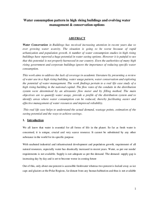 (PDF) Water consumption pattern in high rising buildings and evolving ...