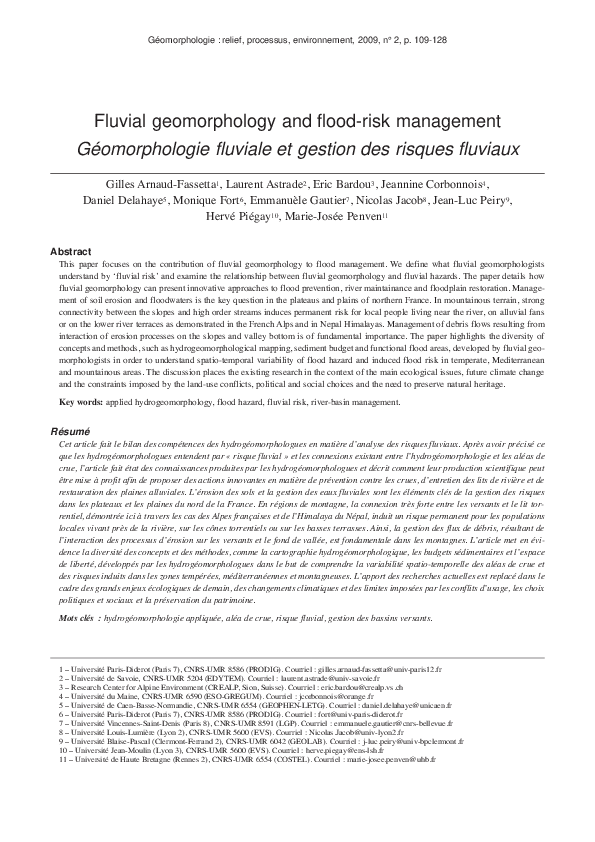 (PDF) Fluvial geomorphology and flood-risk management