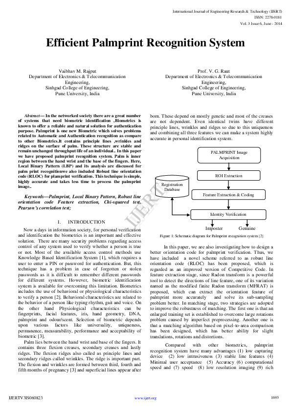 (PDF) Efficient Palmprint Recognition System