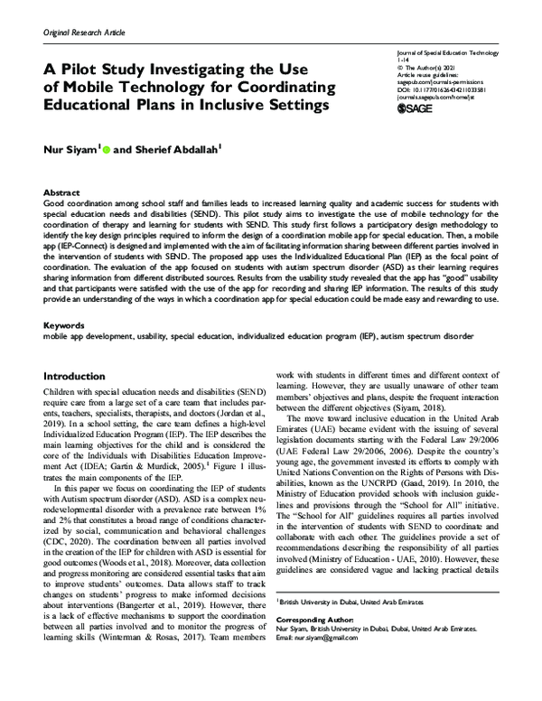 (PDF) A Pilot Study Investigating the Use of Mobile Technology for ...