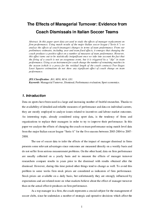 (PDF) The Effects of Managerial Turnover: Evidence from Coach ...