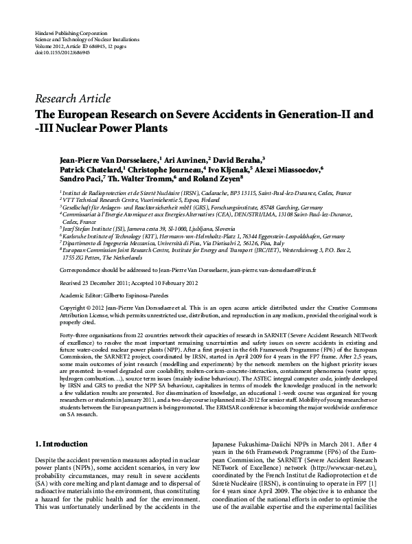 (PDF) The European Research on Severe Accidents in Generation-II and ...
