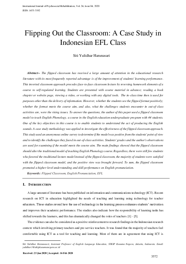 (PDF) Flipping Out the Classroom: A Case Study in Indonesian EFL Class