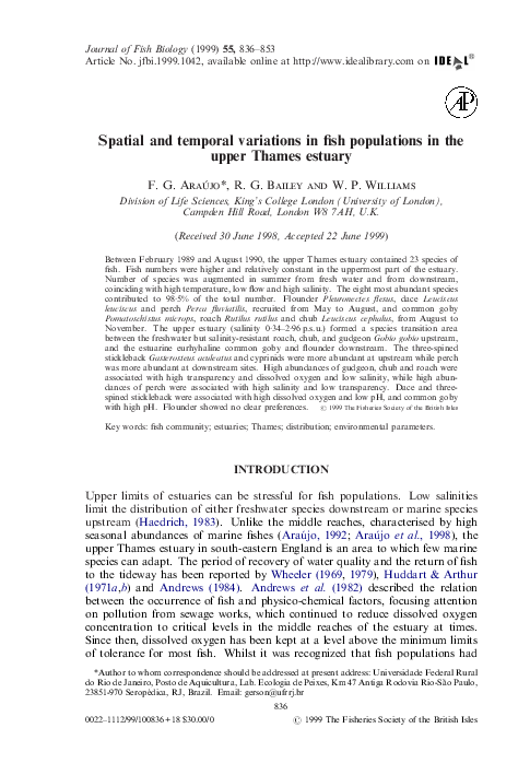(PDF) Spatial and temporal variations in fish populations in the upper ...