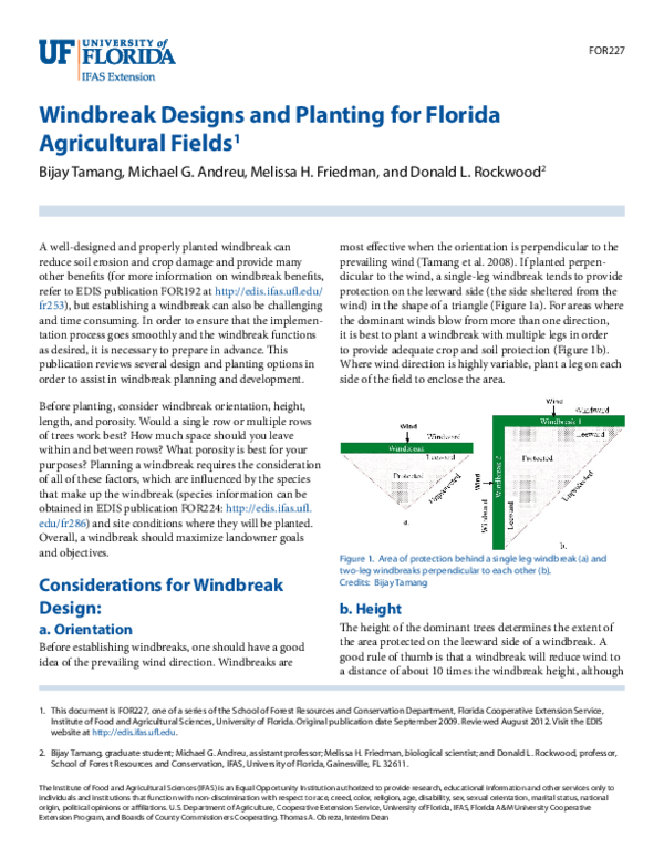 (PDF) Windbreak Designs and Planting for Florida Agricultural Fields