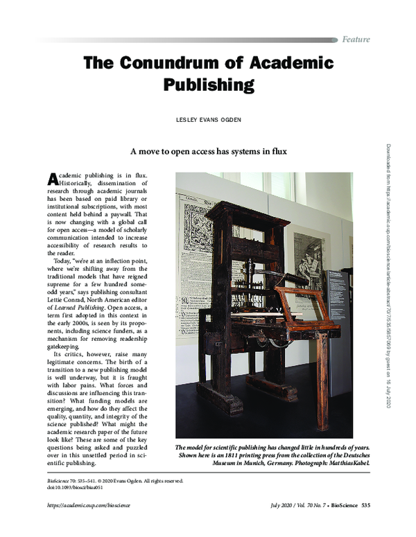 (PDF) The Conundrum of Academic Publishing