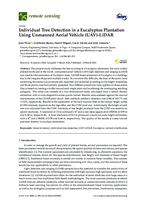 (PDF) Individual Tree Detection in a Eucalyptus Plantation Using ...