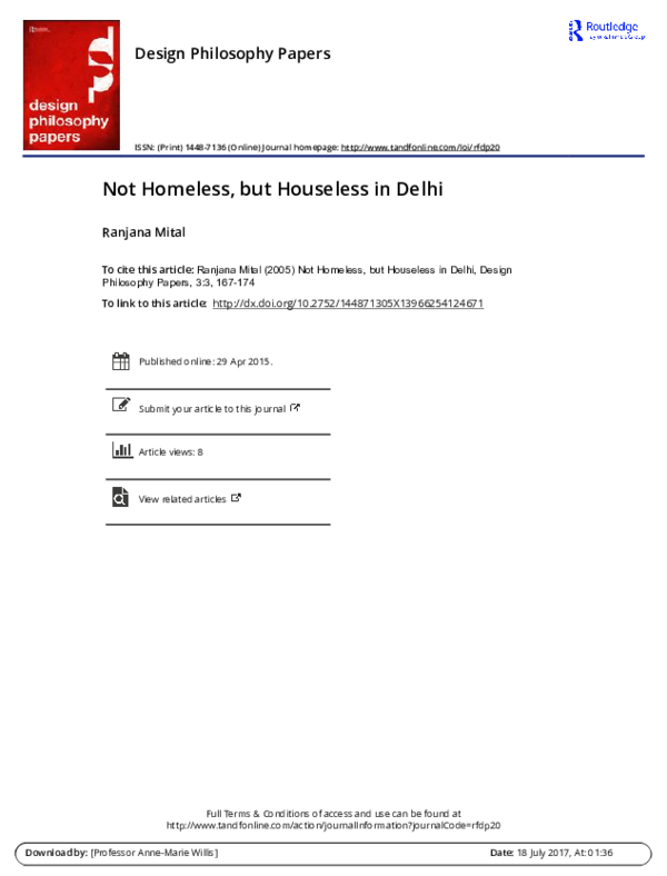 (PDF) Not Homeless, but Houseless in Delhi
