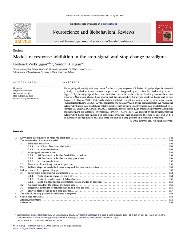 (PDF) Models of response inhibition in the stop-signal and stop-change ...