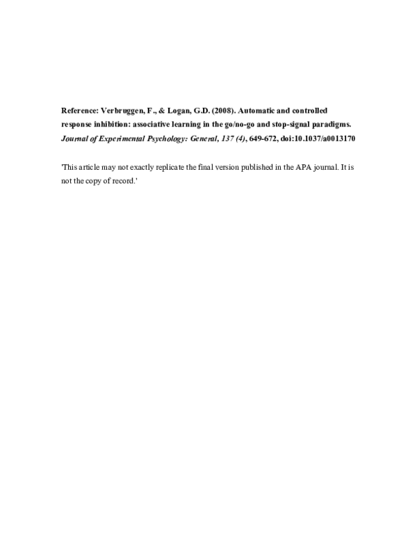 (PDF) Automatic and controlled response inhibition: associative ...