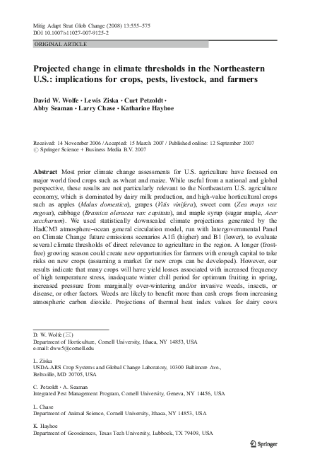 (PDF) Projected change in climate thresholds in the Northeastern U.S ...