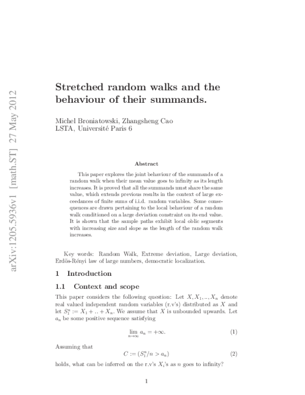(PDF) Stretched random walks and the behaviour of their summands