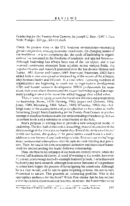 (PDF) Leadership for the Twenty-First Century, by Joseph C: Rost. (1991 ...