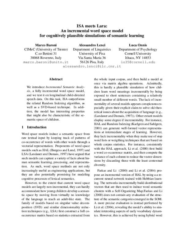 (PDF) ISA meets Lara: An incremental word space model for cognitively ...