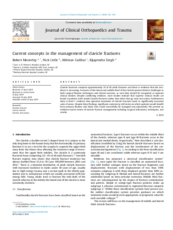 (PDF) Current concepts in the management of clavicle fractures