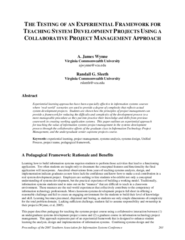 (PDF) The Testing of an Experiential Framework for Teaching System ...