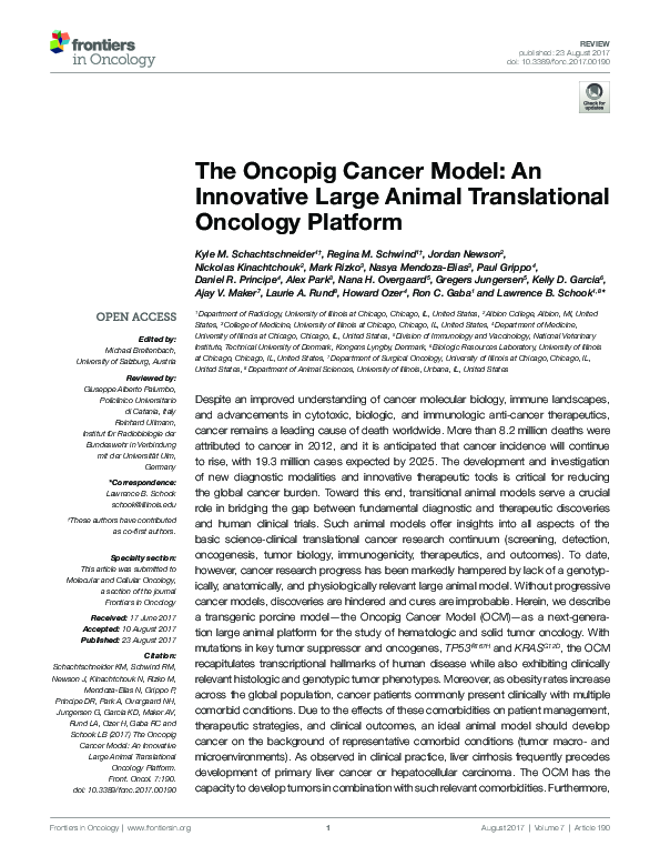 (PDF) The Oncopig Cancer Model: An Innovative Large Animal ...